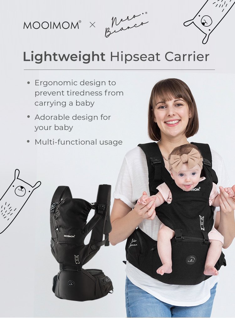 Nero Bianco Lightweight Hipseat Carrier - Gendongan Bayi Depan description image
